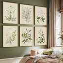 Vintage Botanical Wall Art Set of 6 Neutral Floral Canvas Wall Decor Wildflower Wall Art Watercolor Flower Prints Botanical Poster Minimalist Plant Pictures for Bedroom Living Room 8x10 Inch Unframed