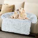 Luxurious Dog Couch Bed Protector for Dogs Memory Foam, Removable Fluffy Plush Pet Couch Cover for Dogs Washable, Calming Dog Sofa Beds, Waterproof Couch Protector, Pet Beds Mats for Couch(L) (Large(41"L*37.0"W*6.5"Th))
