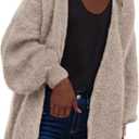 dowerme Women Open Front Cardigans Trendy Fall Long Sleeve Drop Shoulder Soft Knit Slouchy Sweater Winter Outerwear 2025 (M)