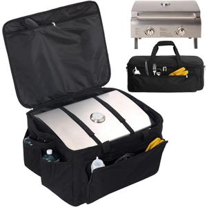 NOELIFE Grill Carry Bag for Cuisinart CGG-306 Chef's Style Tabletop Grill, Padded Portable Case with Pockets for Small Propane Cylinders & Outdoor Griddle Accessories, Water-Resistant (Bag Only)