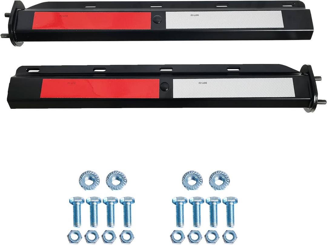 2 Pack Straight Mudflap Hangers Brackets Mud Flap Holder Mounting Kit 30" Length Spring Loaded with Reflective Tapes fit for 2-1/2" Bolt Spacing Semi Trucks, Black