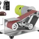 Mini Belt Sander, 7 Adjustable Speed Electric Knife Sharpener, 15 Degree Belt Grinder, Power Belt Sander for Metal Working