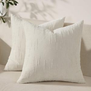 HALANS Set of 2 Summer Decorative Throw Pillow Cover 12x20 Inch, White