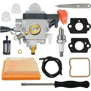 FS131R Carburetor Kit Replacement for Stihl KM131R FS131 HT131R HT133 HT131 KM131 Brushcutter Trimmer Chainsaw Weed Eater, Carb with Air Filter Spark Plug Gasket 4180/17