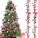 WILLBOND 9 ft Red and White Peppermint Christmas Ball Garland Ball Ornaments Hanging Baubles Ornament for Xmas Christmas Tree Fireplace Wreath Indoor Outdoor Home Office Decoration (Stylish Color)