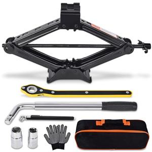 Scissor Car Jack 3 Ton Tire Changing Kit with Lug Wrench - Emergency Kit for Car, SUV, MPV