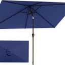 6.5'x10' Rectangular Patio Outdoor Umbrella,Large Coverage with Push-Button Tilt & UV Protection,Sturdy Ribs for Deck,Lawn,Pool,Backyard