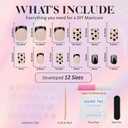 7 x French Tip Press on Nails, Short Square Medium Fake Nails with Nail Glue, Reusable Soft Gel Stick On Nails for Women Girls Gift, 24PC Cute Heart Pattern Glue On Nails Kit