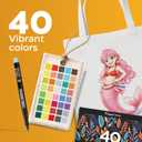 Zenacolor 40 Fabric Markers Pens Set - Non Toxic, Indelible and Permanent Fabric Paint - Fine Point Tip Textile Marker Pen