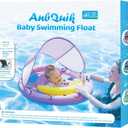 Baby Pool Float with Removable UPF50+ Sun Protection Canopy, Octopus Baby Swim Floats for 6-24 Months Infant, Extra Wide Dual Design, Adjustable & Breathable Seat