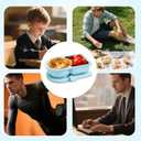 Silicone Reusable Snack Lunch Containers Storage with Lid, Double Compartment Snackle Salad Dressing Sauce Box Containers Pack Small Food Fruit Box for Travel Office Picnic School (Blue)