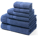 100% Cotton Bath Towels for Bathroom, Highly Absorbent Bath Towels Set Quick Dry, Luxury Soft Towels for Hotel (6, Electric Blue)