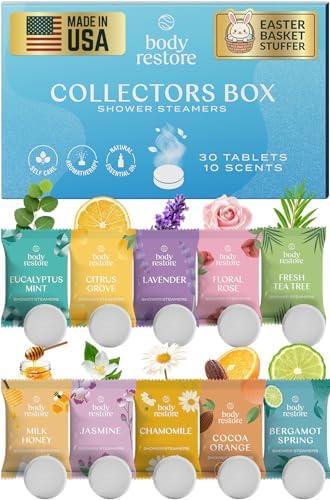 Body Restore Shower Steamers Aromatherapy 22 Pack – Easter Basket Stuffers, Easter & Birthday Gifts for Women & Men, Girls & Boys, Stress Relief & Relaxation Self Care – Collector’s Box