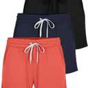 Real Essentials 3 Pack: Womens Ultra-Soft Athletic Lounge Casual Sweat Shorts with Pockets (S)