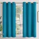 YoungsTex Teal Blue Blackout Curtains 48 Inches Length - Short Thermal Insulated Drapes with Grommet Room Darkening Privacy for Living Room Windows, 2 Panels, 42 x 48 Inch