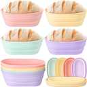 Honeydak 4 Pcs Silicone Bread Proofing Baskets Oval Banneton Basket 10 Inch Collapsible Sourdough Bread Baking Supplies Non-stick Dough Proofing Bowls Containers Oven Safe for Breads Making (Vibrant Color)