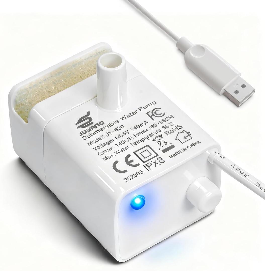 JY-830 Universal Submersible Water Pump for Pet Fountains (Auto Power-Off When Waterless)