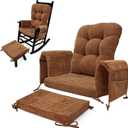 5 PCS Glider Rocker Replacement Cushions with Storage Side Pocket, Luxuriy Chenille Fabric Foam & Microfiber Filling, Thickened & Supportive Rocking Chair Cushion Set, Champagne
