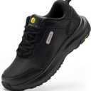 FitVille Wide Waterproof Shoes for Men, Non Slip Outdoor Walking Shoes Low-top Work Shoes Soft Toe with Arch Support for Heel Pain Relief,Long Hikes,Trekking,Trails 9.5W