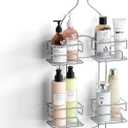 SRIWATANA Shower Caddy Organizer Hanging Over Head, Bathroom Shower Rack Hanger with Hooks for Razors - Chrome