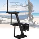 Boat Trailer Steps 3 Step w/Anti-Slip Mat & Handrail, 400LBS Capacity Boat Steps, Universal Fit Boat Trailer Tongue Steps, Flexible Step Height Installation, Easy Assembly & Safe Access