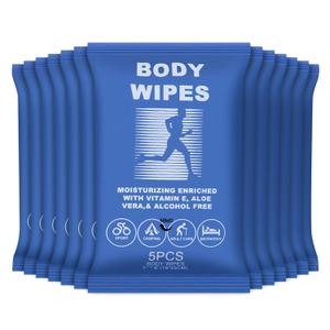 Body Wipes for Women and Men Individually Wrapped Face and Body Wipes, Bath Wipes for Adults No Rinse Personal Cleansing Wipes Travel, Bulk Deodorant for Homeless Shower Wipes (5Wipes/Pack,40Pack) (1 Count (Pack of 200), Blue)