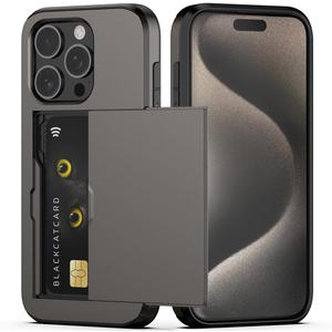 Nvollnoe Compatible with iPhone 15 Pro Case with Card Holder Heavy Duty Protective Dual Layer Shockproof Hidden Card Slot Slim Wallet Phone Cover for Women&Men 6.1 inch(Coffee)