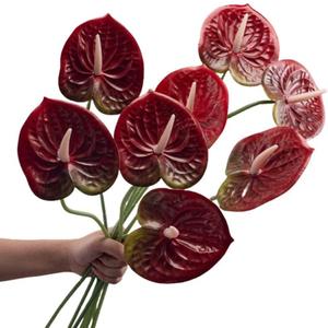 6pcs Artificial Anthurium Lily Flowers 22" Red Fake Tropical Flowers for Vase Bouquets Home Office Wedding Decor(Red)