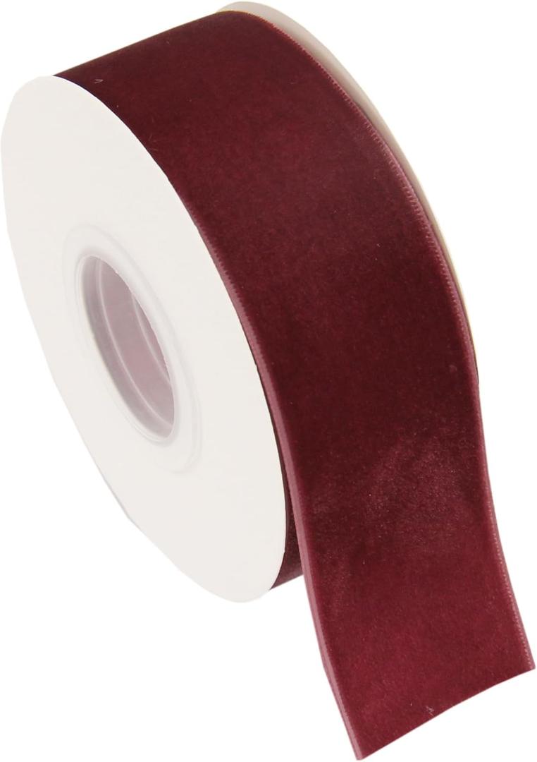 ThreadArt Velvet Ribbon 1 1/2 Inch Wide - 5 Yard Rolls - for Gift Wrapping, Weddings, Ribbon for Hair Bows, Choker Jewelry, Crafts, Bouquet and More - 1.5" - Burgundy - 277