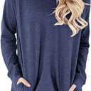 onlypuff Long Sleeve Tunic Top for Women Casual Loose Fitting Fall Fashion Clothing with Pockets (XXL)