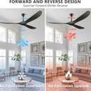 Ceiling Fans Without Light, 84 Inch Outdoor Fan No Light, Black Ceiling Fan with Remote, 3 Solid Wood Blades, Quiet Motor, High CFM, Propeller Large Ceiling Fan for Patios,Black