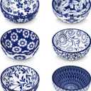 vancasso 2.7 Oz Ceramic Mini Dipping Bowls Set of 6, 3 Inch Small Dip Bowls for Sauce, Soy Sauce, Sushi, Condiments & Side Dishes, Chinoiserie Floral Style, Microwave & Dishwasher Safe, SELENE Series