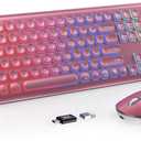 Wireless Keyboard and Mouse Combo, RGB Backlit, Rechargeable & Light Up Letters, Full-Size, Soft Typing, Sleep Mode, 2.4GHz Quiet Keyboard Set for Mac, Windows, Laptop, PC, Trueque (Burgundy Red)