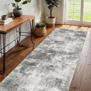 2x6 Modern Abstract Rug Washable Area Rugs for Living Room Bedroom Dining Room Non-Slip Low Pile Neutral Large Rug Soft Indoor Floor Carpet, Gray (Grey)