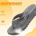 ONCAI Women's Wedge Flip Flops with RhinestoneRecovery Dressy Walking Sandals for Women with Comfortable Arch Support Cushion Yoga Mat Summer Rubber Soles(US Size 5-11) (6, Grey)