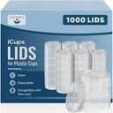 16 oz Plastic Lids for 16oz Cups - Case of 1000 Lids for Drinks - Good for Coffee, Smoothies, Soda, and More - Compatible with 16 oz Disposable Plastic Cups