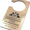 Origin Designed Conference Call in Progress Sign for Door Do Not Disturb Door Hanger Sign Corporate Business Gold Metallic Acrylic