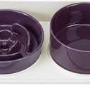 Elevated Slow Feeder Dog Bowls  Ceramic Food and Water Bowl Set with Stand  Raised Pet Dishes for Small and Medium Sized Dogs
