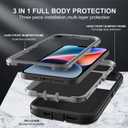iPhone 13/14 Military Grade Case, 3 in 1 Heavy Duty Shockproof/Drop Proof/Dust Proof With 2Pcs Tempered Glass Screen Protector (Black/Grey)