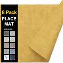 homing Faux Leather Heat Resistant Placemats 8 Packs, Waterproof Wipeable Dining PU Place Mats for Indoor & Outdoor, Easy to Clean, Yellow