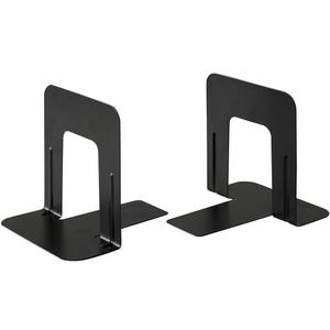 Business Source Heavy-Gauge Steel Bookends - 5.3" Height x 5" Width x 4.8" Depth - Black - 2 pack