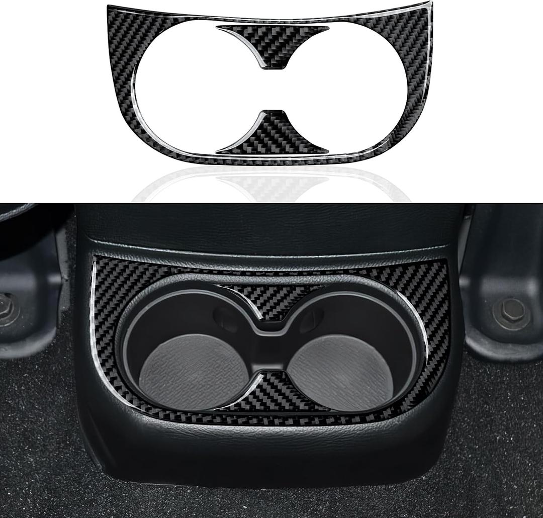 Car Rear Cup Holder Sticker Carbon Fiber Decal Interior Trim Cover for Jeep Wrangler Sport/X 2011 2012 2013 2014 2015 2016 2017 Accessories