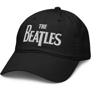 The Beatles - White Logo Adjustable Baseball Hat (One Size, Black)