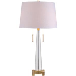 JONATHAN Y JYL2018A Zoe 29.5" 2-Light Crystal LED Table Lamp Contemporary Glam Modern Bedside Desk Nightstand Lamp for Bedroom Living Room Office College Bookcase LED Bulbs Included, Clear/Brass Gold