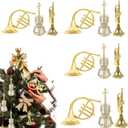 12pcs Musical Instruments Ornaments Christmas Decoration - Gold Tiny Instruments Set - Xmas Tree Hanging Decorations Christmas Crafts DIY Dollhouse Accessories Holiday Decor