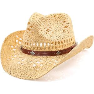 WQWOVRVO Cowboy Hat,Cowgirl Hat,Cowboy Hats for Women/Mens/Straw Wide with Shapeable Brim Cowboy Hat for Womens/White/Black.