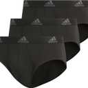 adidas mens Performance Stretch Cotton Brief Underwear (3-pack) Designed for Active Comfort and All Day Wear. (Large, Black/Onix Grey)