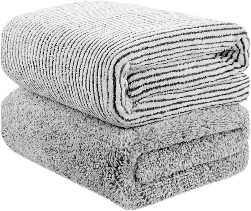 HLGOLDLUO Oversized Bath Towels, 55" x 29", Cotton, Set of 2 White Bath Towels for Gym, Home, Hotel, Office, and Travel