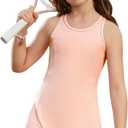Girls Tennis Dress Sleeveless Pickleball Athletic Dress Golf Outfit with Detachable Built-in Bra & Shorts Pockets (4-5T, Pink)
