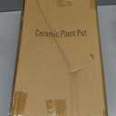 Ceramic Plant Pots, 6 Inch Indoor Plant pots with Drainage Hole and Saucer, Flower Pots, Leaf Embossed - Green Glaze,